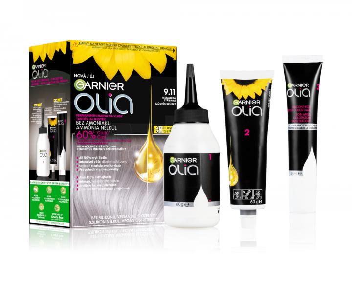 Permanentn olejov farba Garnier Olia 9.11 metalick strieborn