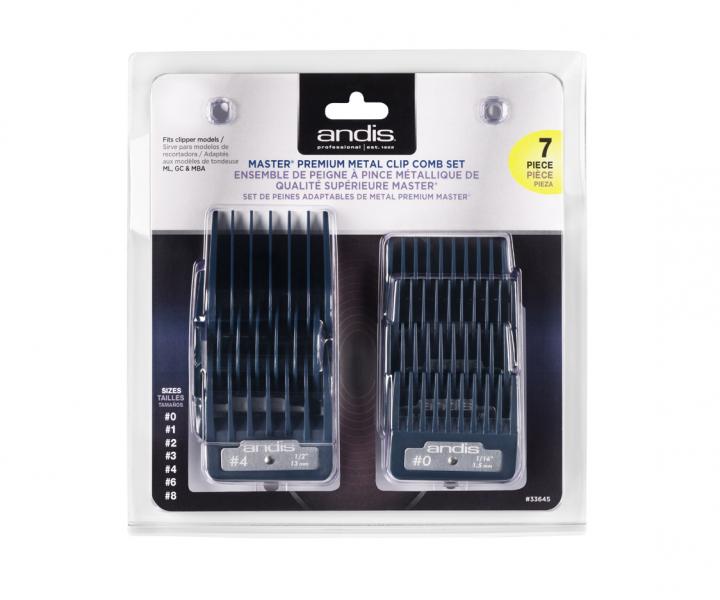 Sada nhradnch nstavcov Andis Master Premium Metal Clip Comb Set - 7 ks
