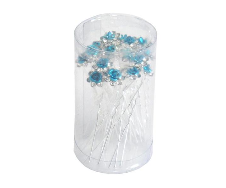 Svadobn� vl�senka ru�i�ka s kamienkami 20ks - tyrkysov�