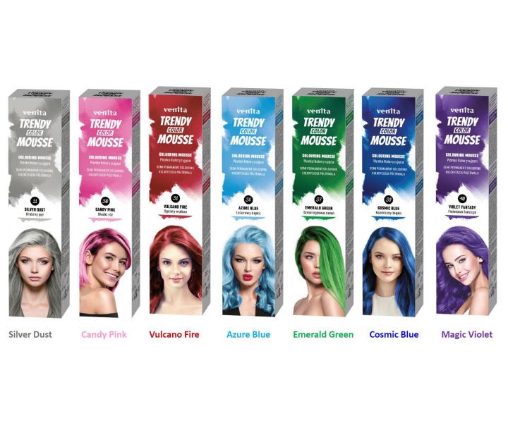 Farebn penov tuidlo Venita Trendy Color Mousse Silver Dust - 75 ml, edo strieborn