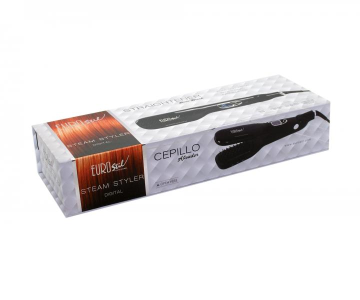 Profesion�lna parn� �ehliaca kefa na vlasy Eurostil Profesional Hair Brush Straightener - �ierna
