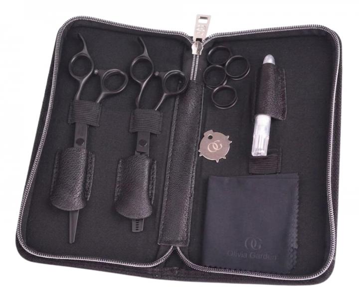 Sada kadern�ckych no�n�c 5,75"a efila�n�ch no�n�c 6,35" SilkCut Pro Matt Black Olivia Garden