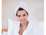 Thermo turban na vlasy MaryBerry Lovely Hair - biely s ruovm prkom