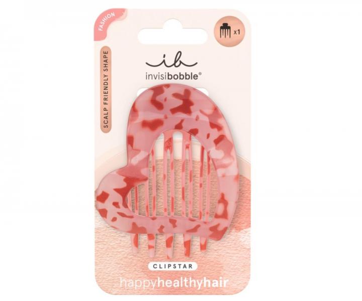Ozdobn� �kripec do vlasov Invisibobble Clipstar Lovers Hug - ru�ov� s mramorov�m vzorom
