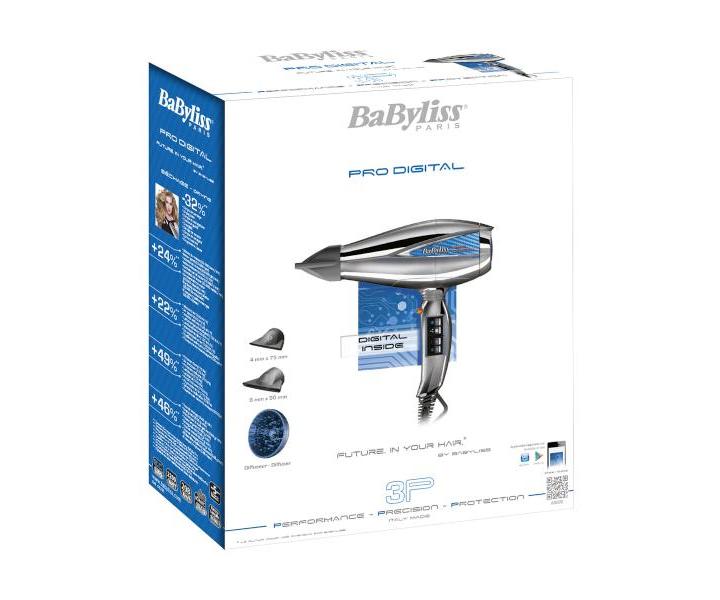 Profesion�lny f�n na vlasy BaByliss Pro Digital 6000E - 2200 W, strieborn�