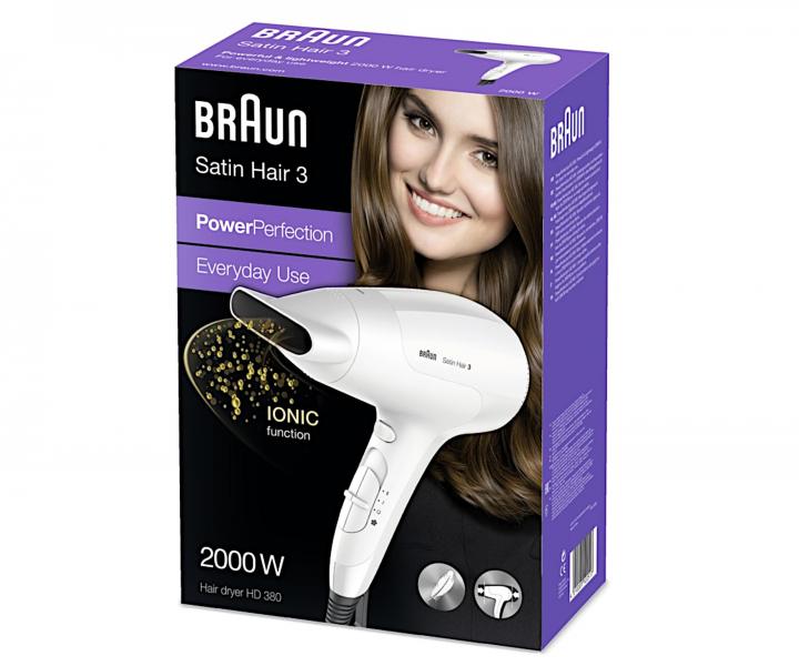 F�n na vlasy Braun Satin Hair 3 HD 380 - 2000 W, biely