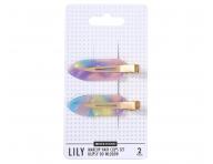 Spony do vlasov s podlo�kami Sister Young Lily Makeup Hair Clips Set - 6 cm, 2 ks - ru�ovo-fialov�