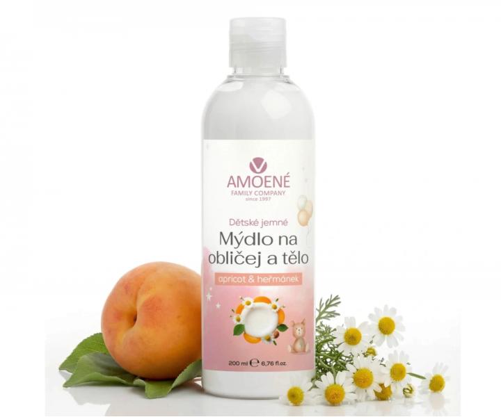 Jemn� detsk� mydlo na tv�r a telo Amoen� Apricot - marhu�a a harman�ek, 200 ml