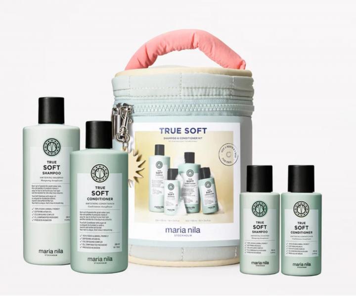 Dar�ekov� sada pre such� vlasy Maria Nila True Soft Beauty Bag + kozmetick� ta�ka zdarma