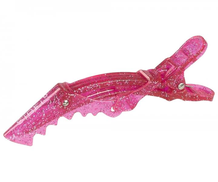 Klipsy do vlasov Sibel Gator Glossy Lips - 11 cm, ru�ov�, �lt�, 6 ks