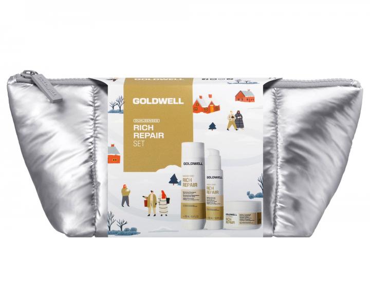 Dar�ekov� sada pre such� a po�koden� vlasy Goldwell Dualsenses Rich Repair Set + kozmetick� ta�ti�ka zadarmo