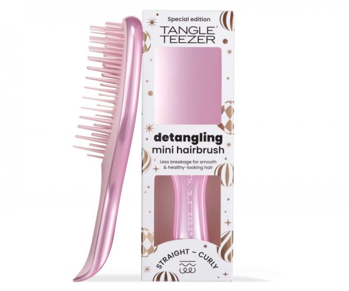 Cestovn� kefa na roz�es�vanie vlasov Tangle Teezer Ultimate Detangler Mini Chrome Pink Satin - metalick� svetlo ru�ov�