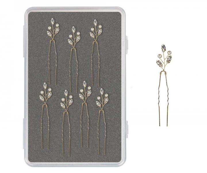 Sada ozdobnch vlseniek a hrebienkov Sibel Festive Hair Pins Golden Color Kit - 13 ks, zlat