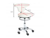 Taburet na kolieskach s opierkou Sibel Swivel - biely